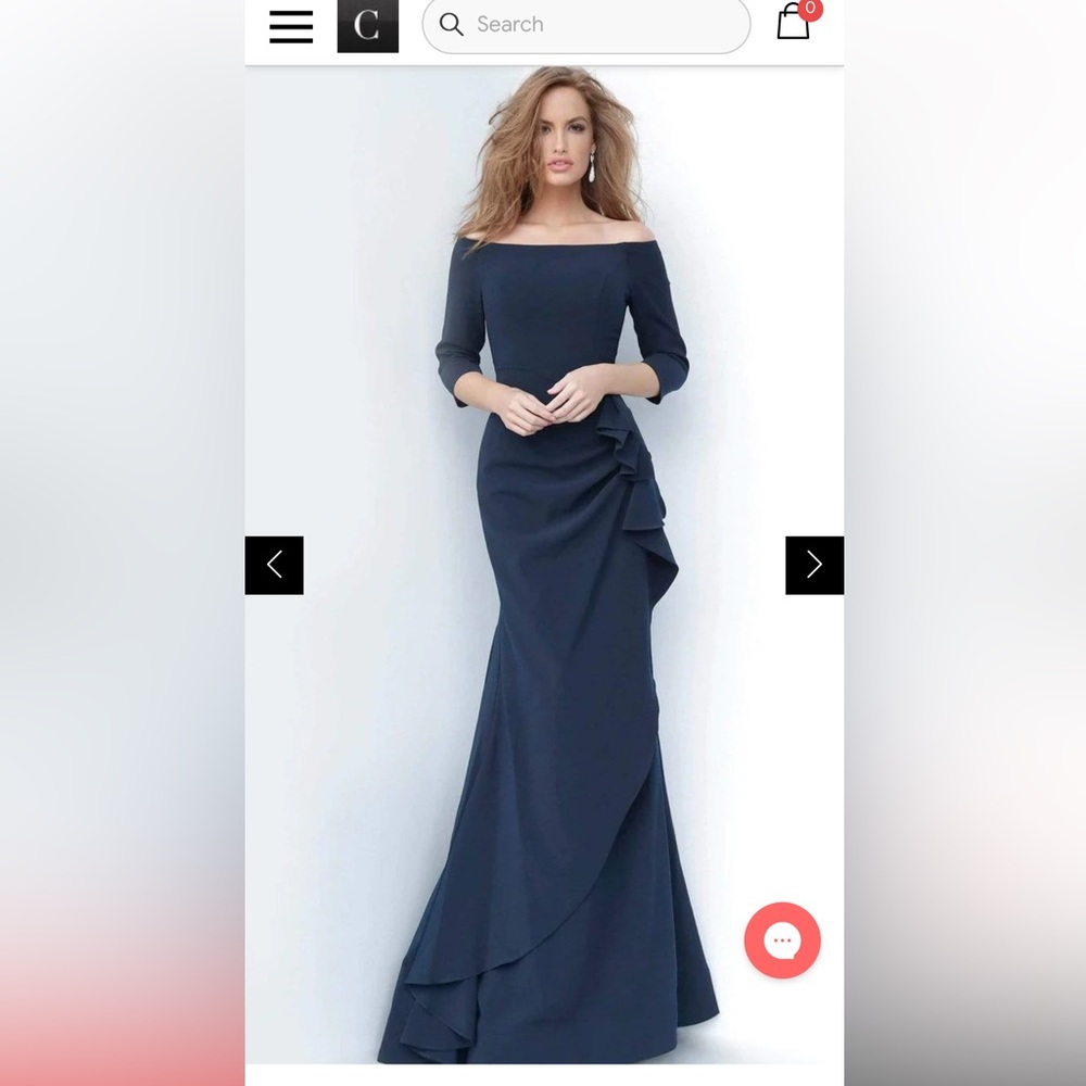 JOVANI 00446 OFF SHOULDER DRAPE CREPE MERMAID DRESS - Picture 1 of 4